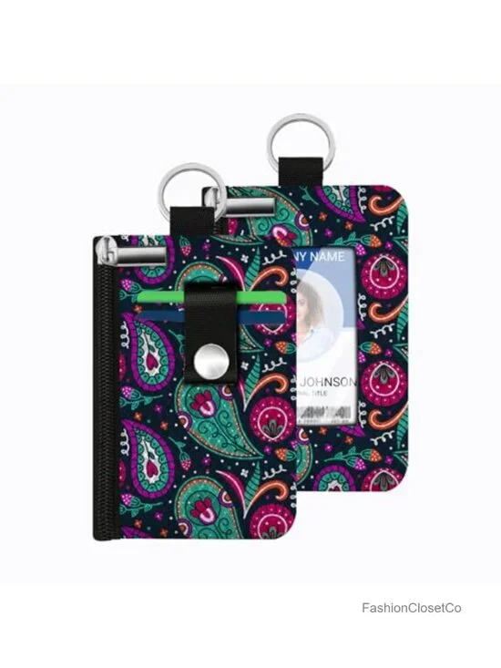 Mini Zip Card Case with Clear ID Window, RFID Blocking, Nylon Zipper Coin