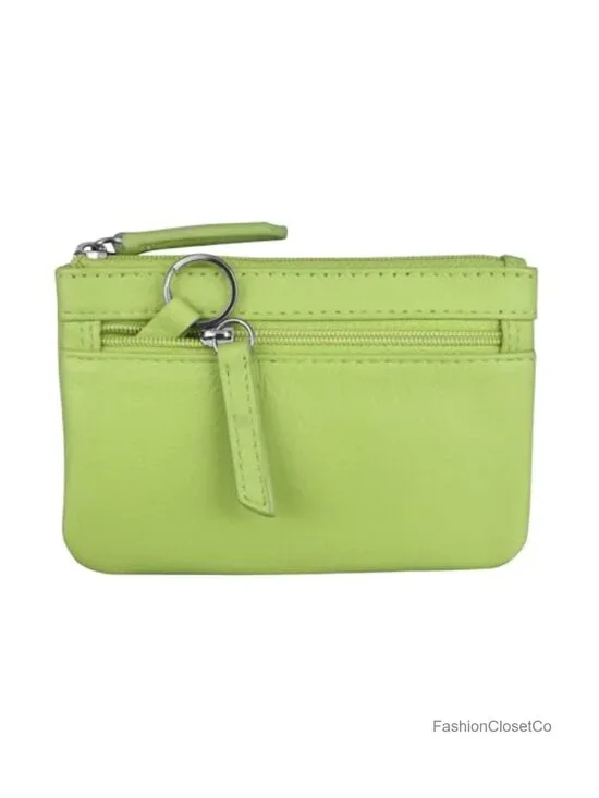 Genuine Leather Mini Coin Purse with Key Ring and RFID Protection