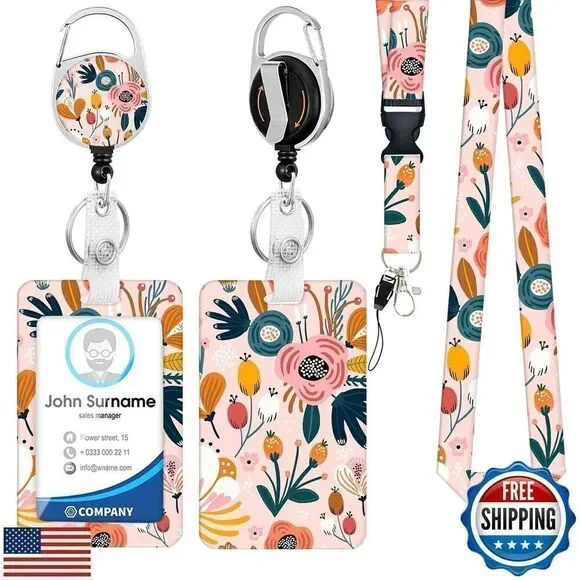 ID Badge Holder with Lanyard, Retractable Badge Reel