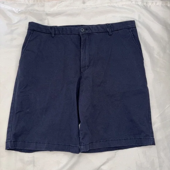 IZOD Men's Casual Stretch Shorts 36 Navy Flat Front Cotton Spandex
