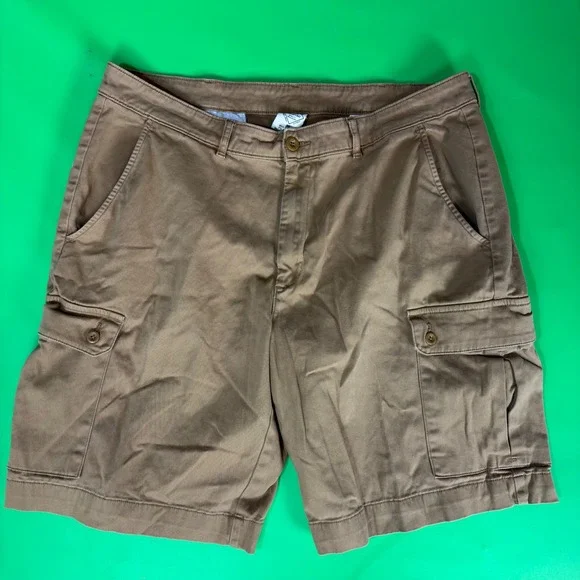 St. John's Bay Cargo Shorts Mens 38 Brown Khaki Cotton Stretch Utility Casual 9