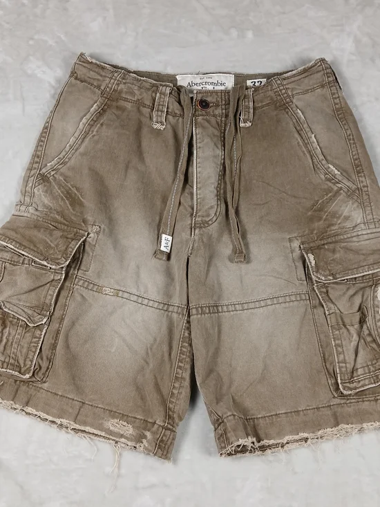 Y2K Abercrombie & Fitch Cargo Shorts 32 Baggy Heavyweight Distressed VTG