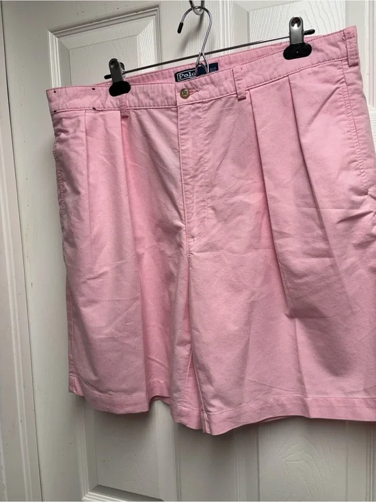 Polo Ralph Lauren Men's Pink 100% Cotton Pleated Tyler Chino Shorts Size 38
