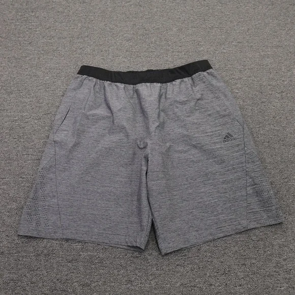 Adidas Shorts Mens XL Gray Jersey Athletic Drawstring Stretch Running Gym