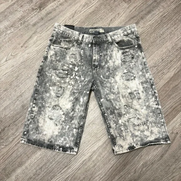 Vintage GS 115 Melrose Slim Fit‎ Distressed Acid Wash Denim Shorts Mens 34 Gray