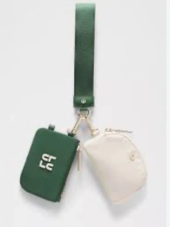 NWT lululemon Dual Pouch Wristlet  *Stack - gold hardware IVYG/LTIV/GOLD