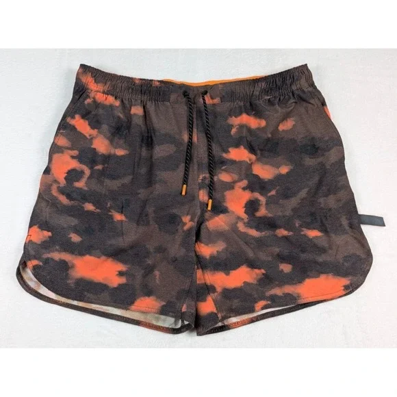 Legends‎ Luka Shorts Mens 2XL Orange Brown Tie Dye Lined Athletic