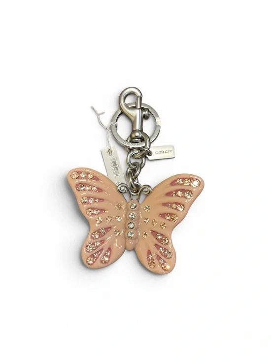 Coach Blush Pink Butterfly Crystal Key Charm NWT