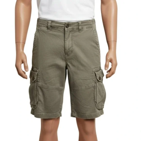 American Eagle Extreme Flex Cargo Shorts 32 Stone Gray Longboard Skater Y2K Fit