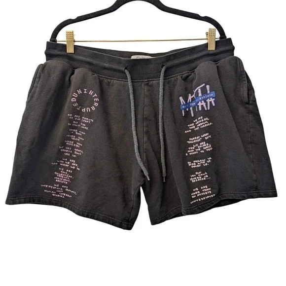 Uninterrupted More Than An Athlete Washed Black Graphic Sweat Shorts Mens Medium