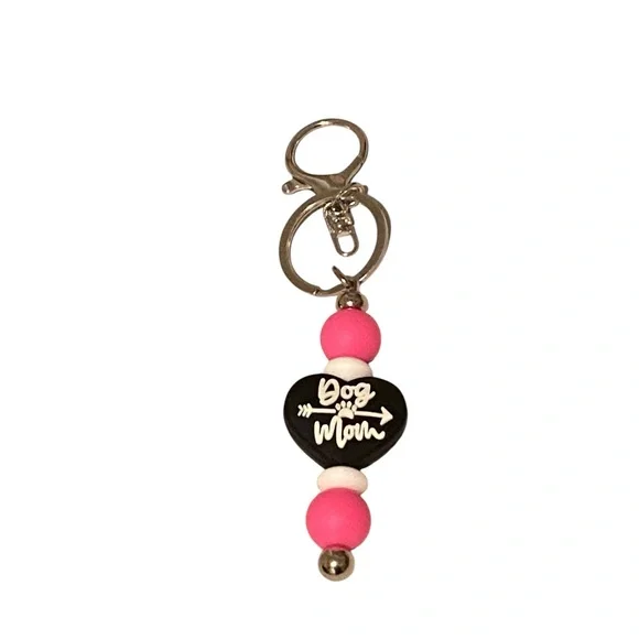 Handcrafted Dog Mom Beaded Keychain