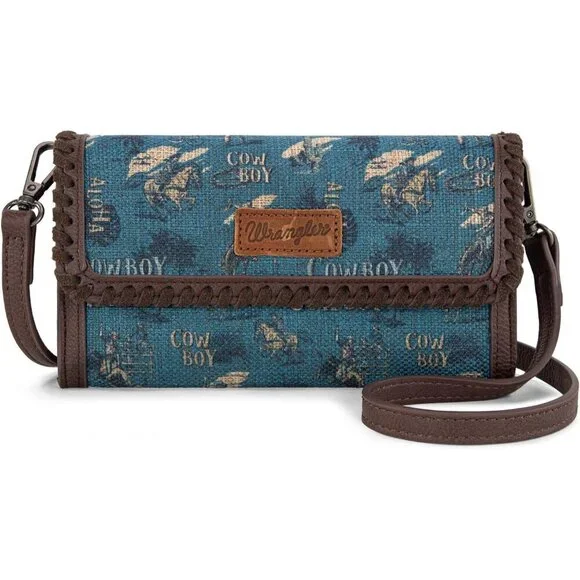 Vegan Leather Small Crossbody Bag with Cowboy Print Women’s Wallet