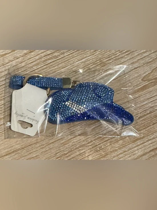 Sparkling Blue Cowboy Hat Keychain or Bag Charm