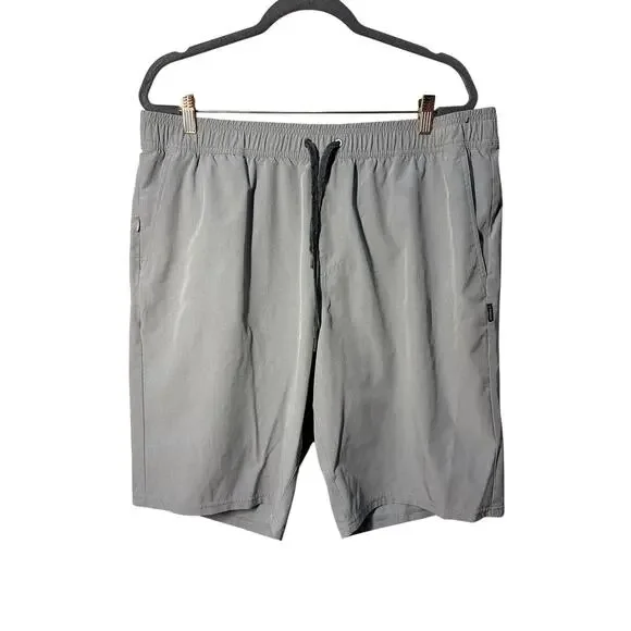 O'neill Mens Hybrid Gray Drawstring Athletic Performance Shorts XXL Casual