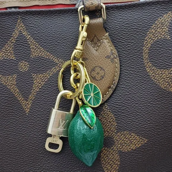 Authentic Louis Vuitton Lock & Key with Unbranded Lemon Charm, Keychain