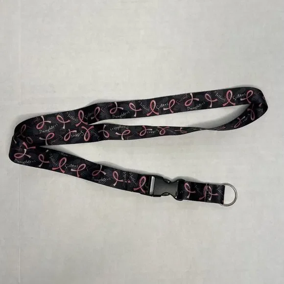 Breast Cancer Awareness Lanyard Pink Ribbon Detachable Sisters Friends‎ Daughter