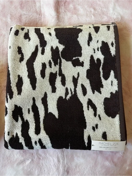 Cow Print 4-Piece Towel Set - Rachel Zoe NWT - 2 Bath & 2 Hand Towels