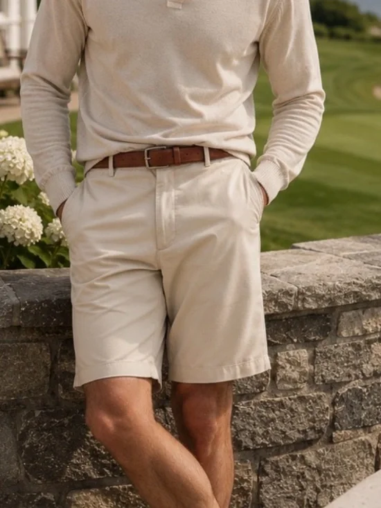 Peter Millar Cream‎ Flat-Front Cotton Shorts