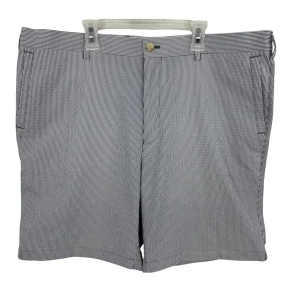 Peter‎ Millar Featherweight Mens 38 Seersucker Striped Shorts Blue White Crown