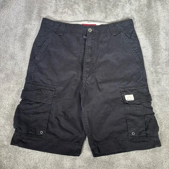 Levis Cargo Shorts Mens 36 Black Cotton Baggy Heavy Skater Grunge Workwear Y2K