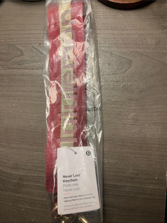 Never Lost Keychain Lanyard - Red with Gold Logo