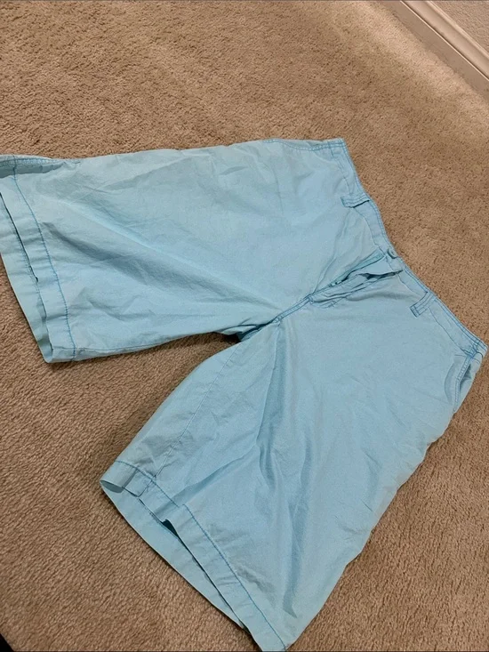 burnside Light Blue Men's Flat-Front Cotton Shorts