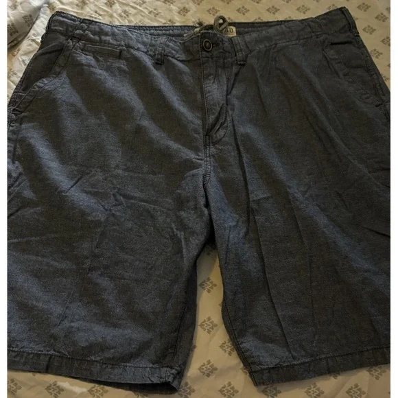 Men's Lucky Brand Linen Casual Shorts Blue Size 40 With Tie EUC CT1