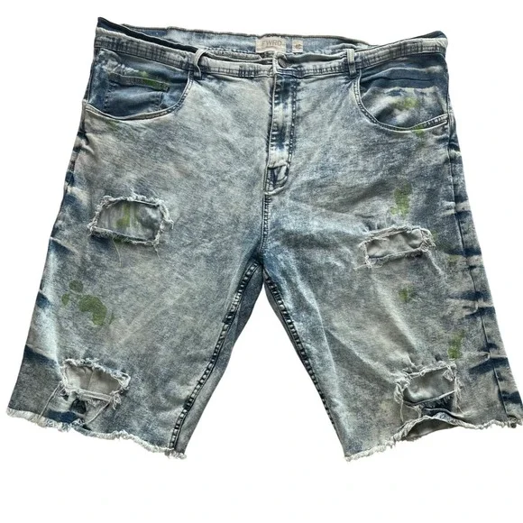 FWRD Denim Shorts Size 46 Acid Wash Distressed Ripped Cut Off Jeans Mens‎