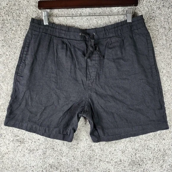 Zara Shorts Mens XL Casual Drawstring Elastic Waist Linen Blend Grey Excellent