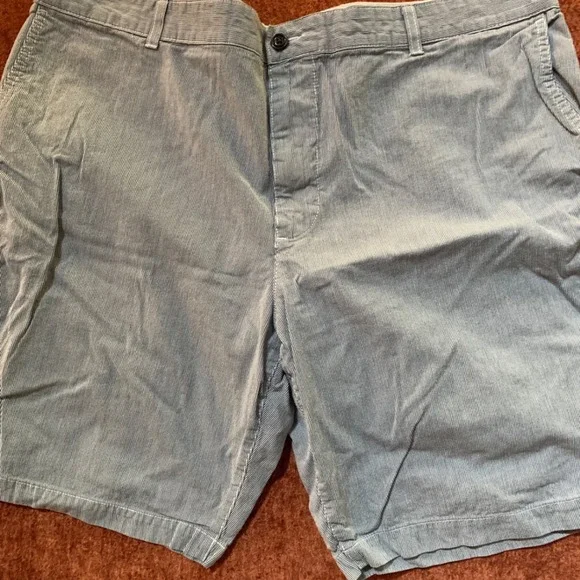 Dockers Mens‎ Blue White Pinstripe Shorts Flat Front Casual Summer Preppy 44