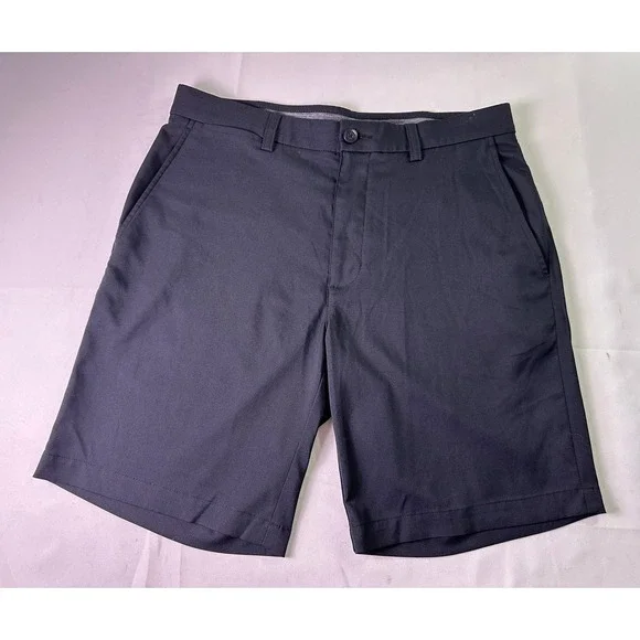 Roundtree & Yorke Performance Shorts Mens 32 Black Golf Stretch Moisture Wicking