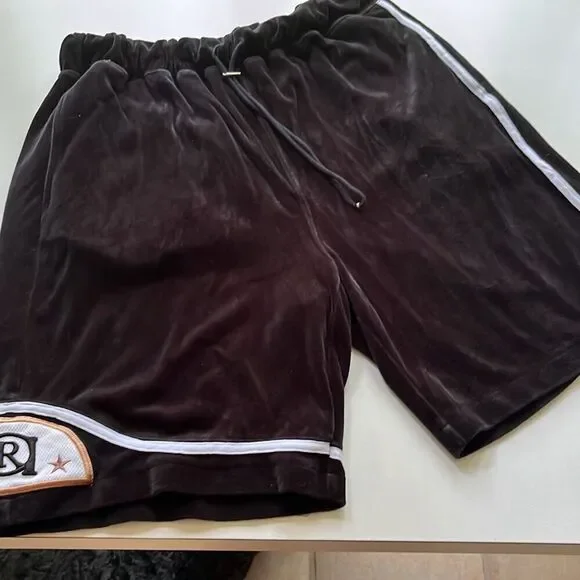 Rare Run Athletics Big Baggy Poly/Cotton Blend Velour Shorts Mens L
