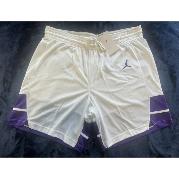 Air Jordan Stock Overtime Basketball Shorts Men's XL White Purple FQ5375-110 NWT