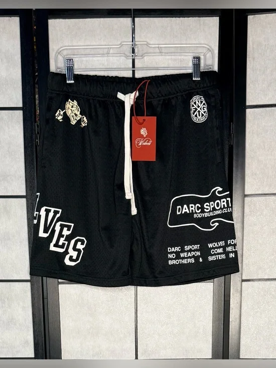 Darc Sport Black Wolves Mesh Shorts Waved Red Tag 1 of 500 Men’s Medium NWT