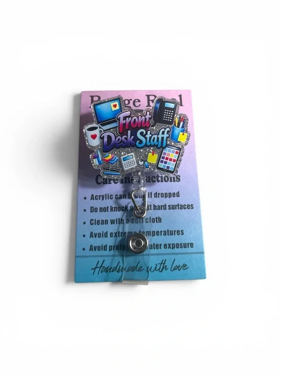 Front Desk Staff Badge Reel — Colorful Office Icons