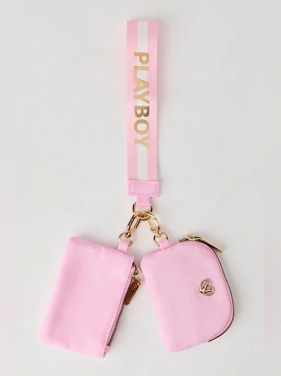 Playboy Pink Bunny Dual Pouch Wristlet Wallet Detachable
