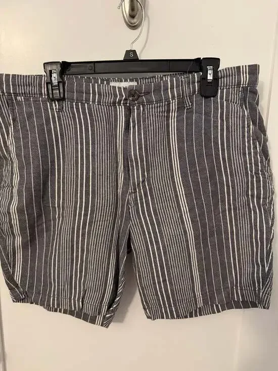 Goodfellow & Co Men's Linden Striped Flat Front Shorts, Size 34