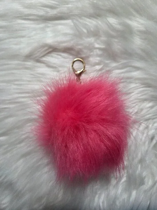 Pink Poof Ball Keychain