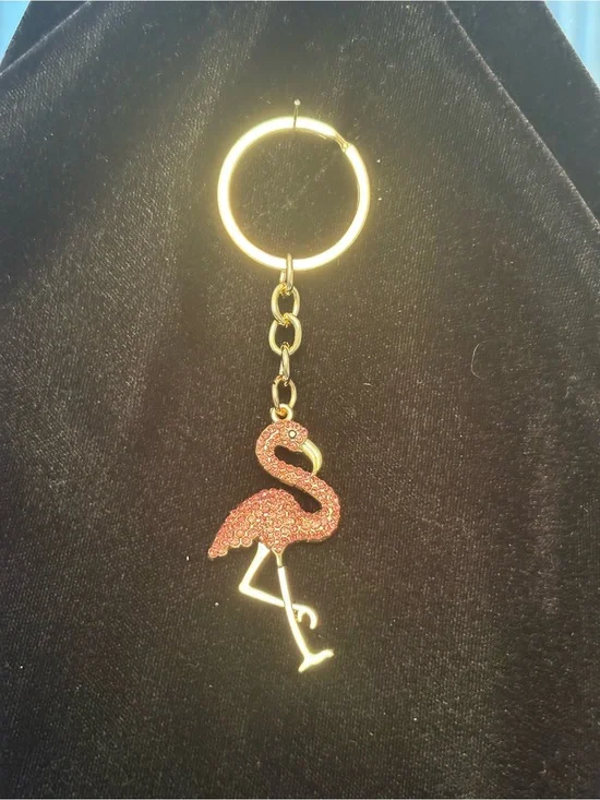 Gold Flamingo Keychain/Purse bling with Pink Crystal Accent