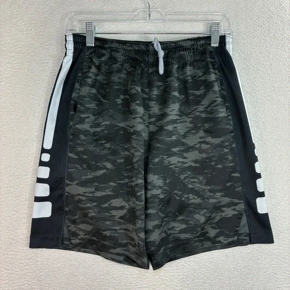 Nike Elite Basketball Shorts Men S Gray Black Camo Baggy Drawstring Loose Y2K