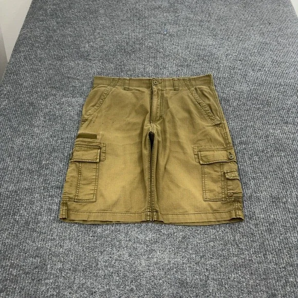 WearFirst Cargo Shorts Men 34 Brown Cotton Spandex Ripstop Tactical Utility Gorp