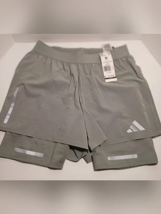 New Adidas ULTIMATE RUNNING REFLECTIVE 2-IN-1 SHORTS Medium