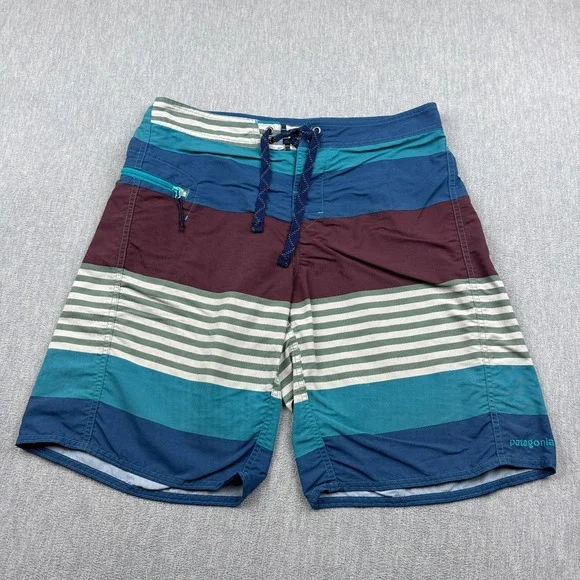 Patagonia Board Shorts Mens 32 Multicolor Stripes Wavefarer Swim Trunks 86558