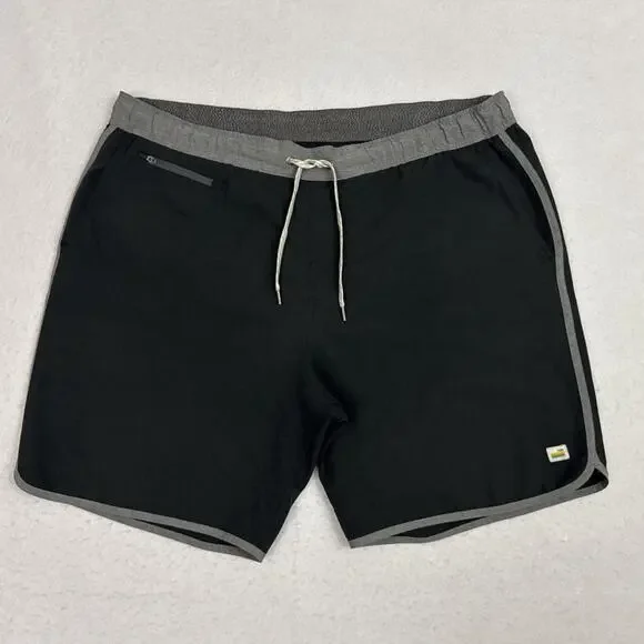 Vuori Banks Shorts Mens XL Black Gray 7 Inch Performance Athletic Swim Hybrid