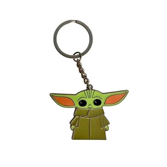 Star Wars The Mandalorian Grogu Baby Yoda Enamel Keychain CultureFly Green Tan
