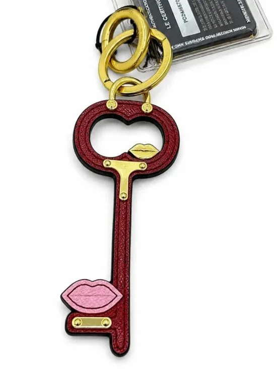 Prada Red Key & Pink Lip Leather Key Ring - Preowned
