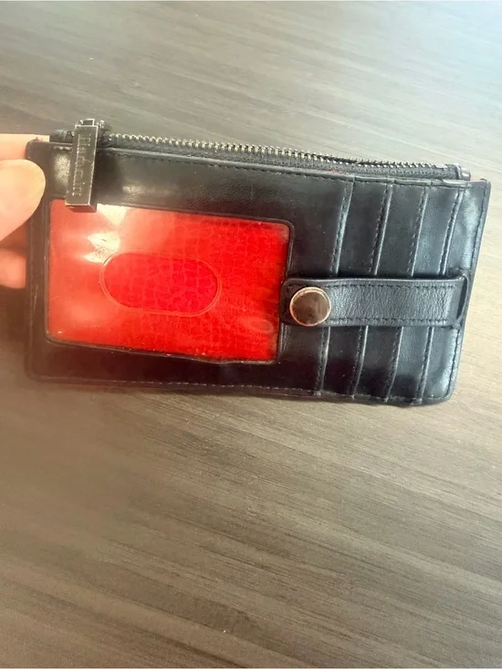 Hammitt Black Leather 210 West wallet with Red ID Window