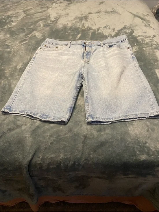 Wrangler Light Blue Denim Shorts with Orange Logo Tag