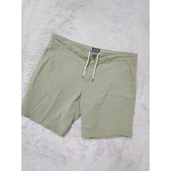Faherty All Day Shorts Mens 38 Hybrid Drawstring Sage Green Outdoor Pockets