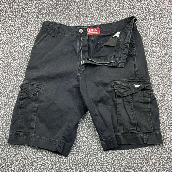 Levis Cargo Shorts Men 34 Black Cotton Pockets Casual Outdoor Utility
